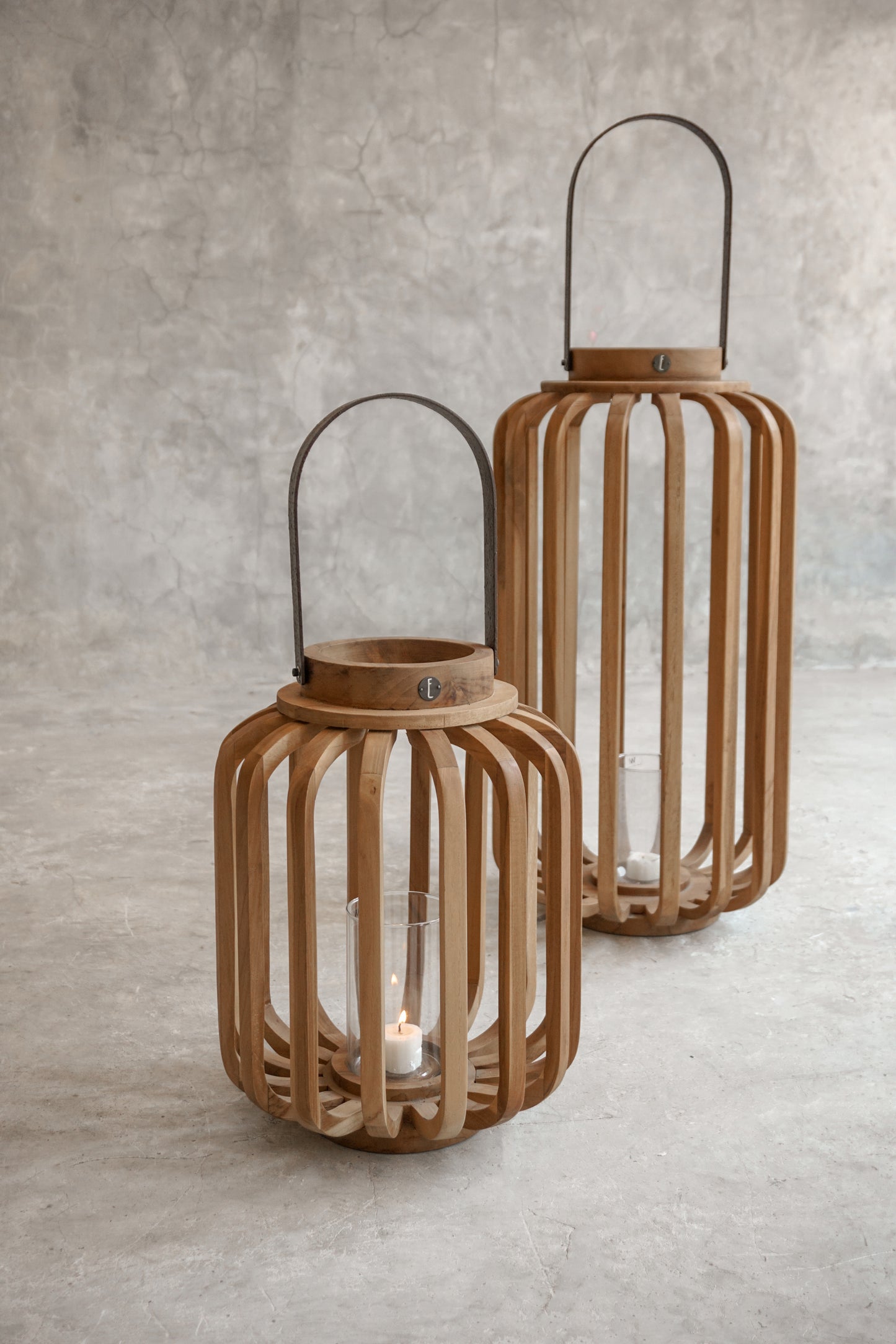 Pumpkin Lantern Teak with Glass