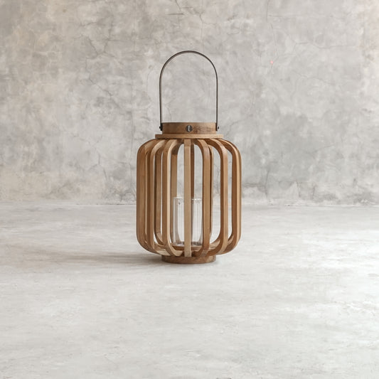 Pumpkin Lantern Teak with Glass